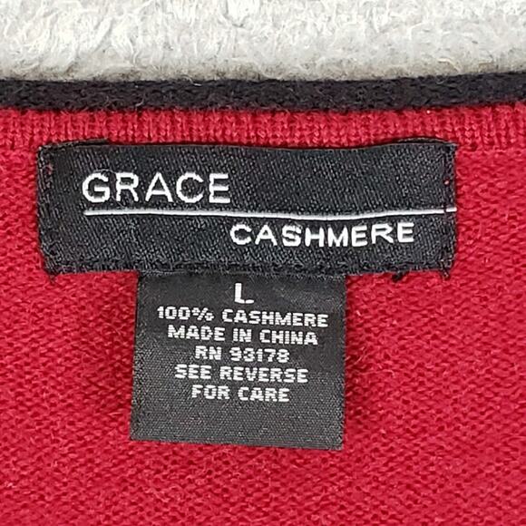 Grace Cashmere Women's Red V-Neck 100% Cashmere Sweater/Pullover Size M/L - Picture 5 of 8